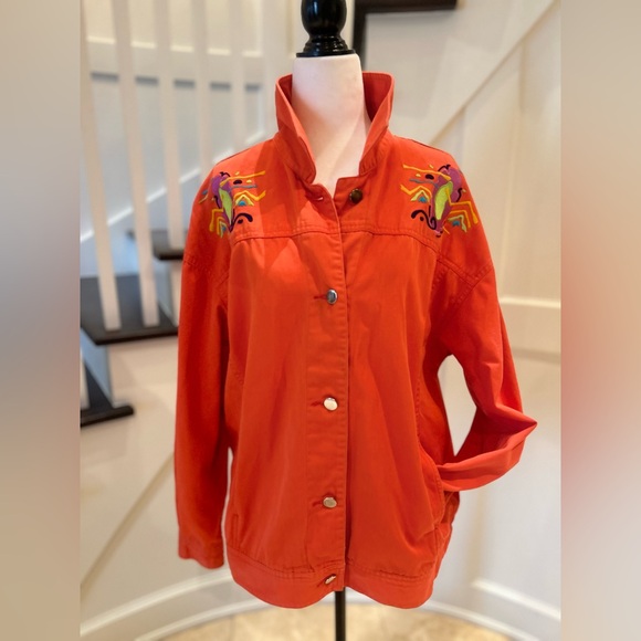 90's Unique Orange Graphic Jacket by IB Diffusion Size 14 - Picture 4 of 14